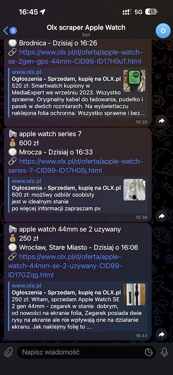 Screen z Telegrama
